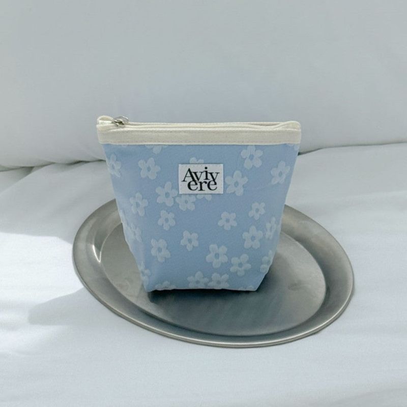 classic pouch_flower skyblue