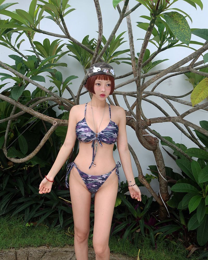 camo military strap bikini