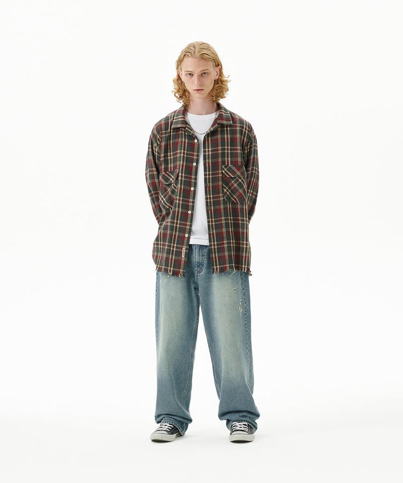 CUT OFF FLANNEL CHECK SHIRT