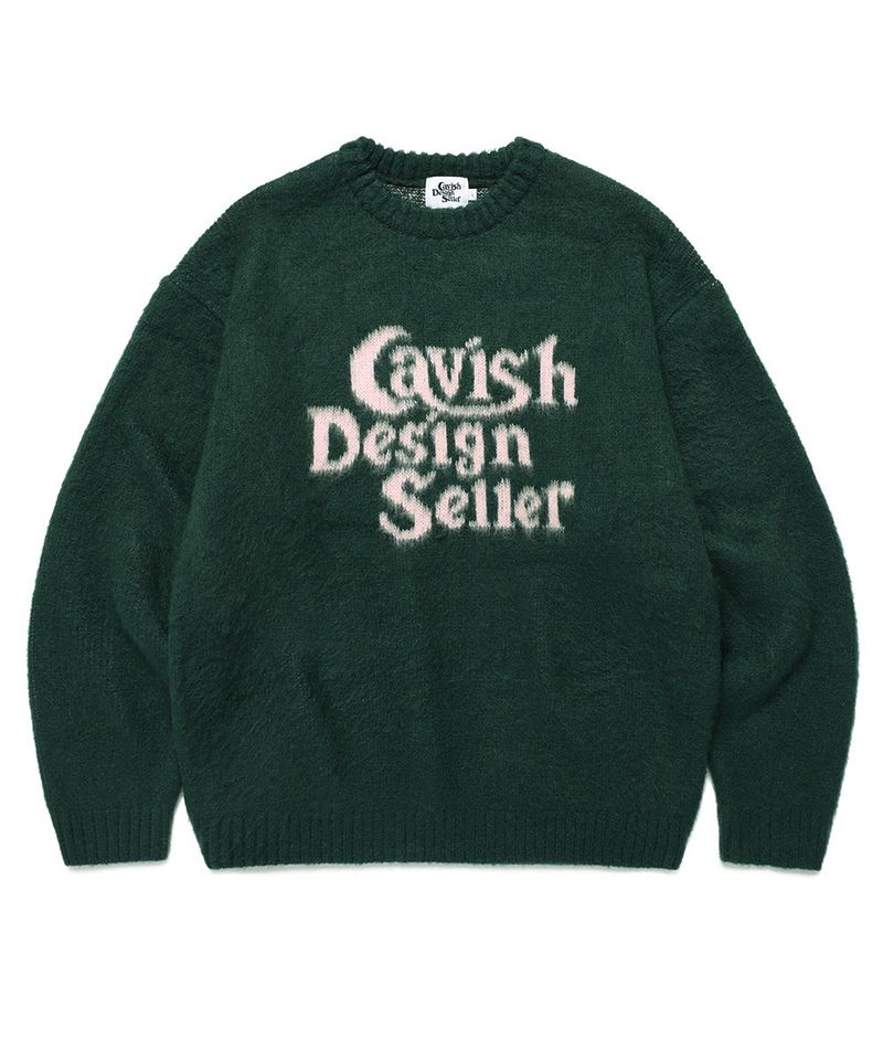 cavish（カビシ）の「ブラッシュドセラーロゴニットクルーネックCV2DFUK600A)（トップス）」