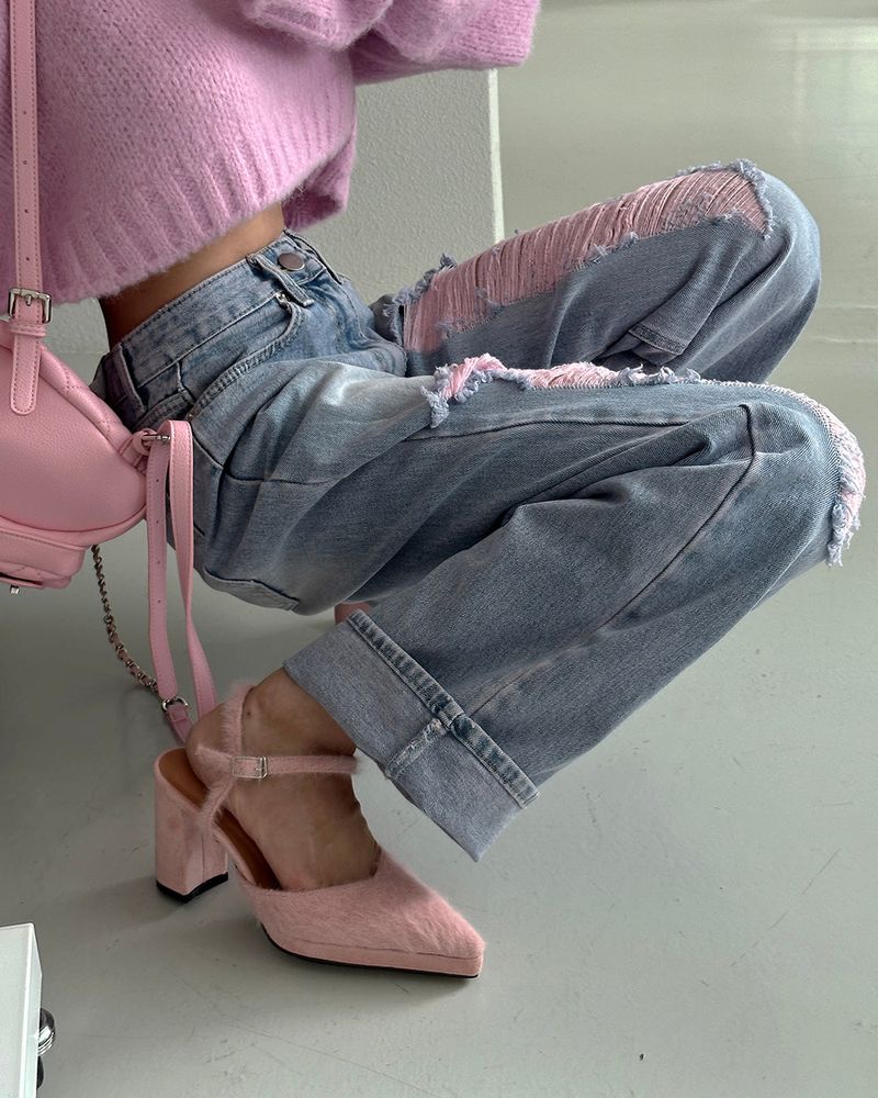 Angora strap high heels