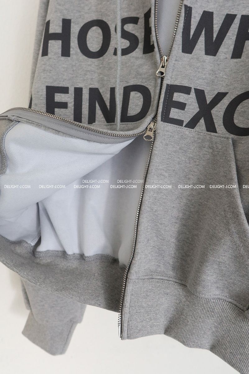 [UNISEX] One-two lettering oversized-fit hooded zip-up jacket
