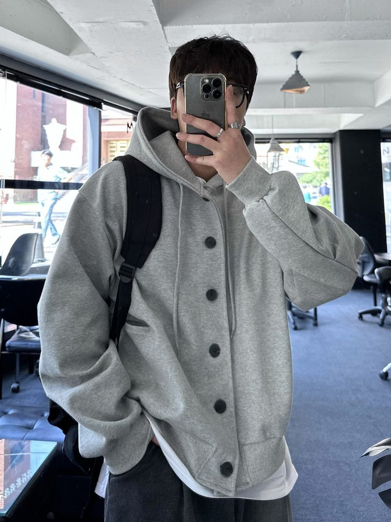 yelin hoody button jacket