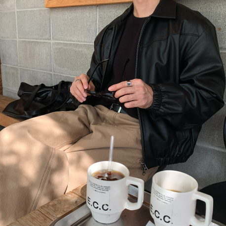 Waini Crack Two-Way Semi-Over Leather Jacket