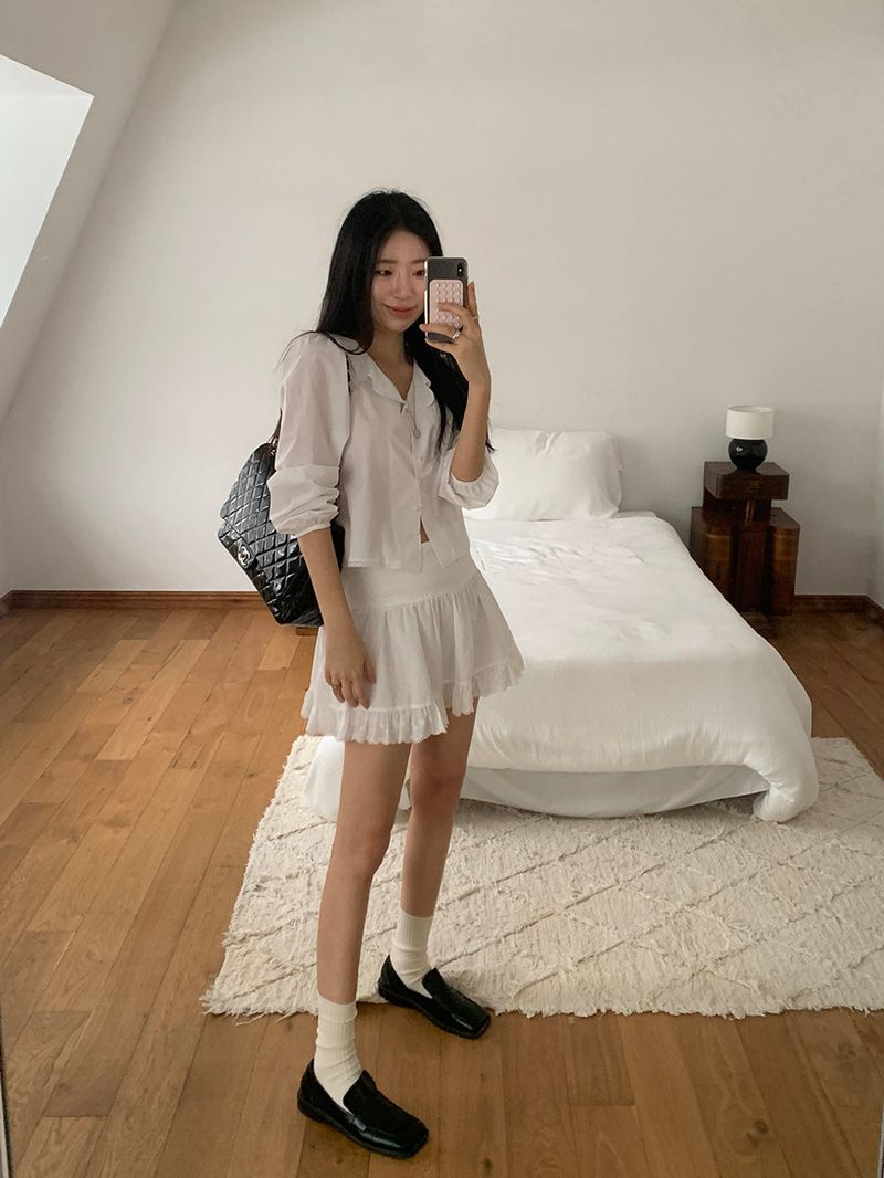 TRENDY APPAREL（トレンディー アパレル）の「[MADE] Versi lace frill mini skirt（Skirts）」