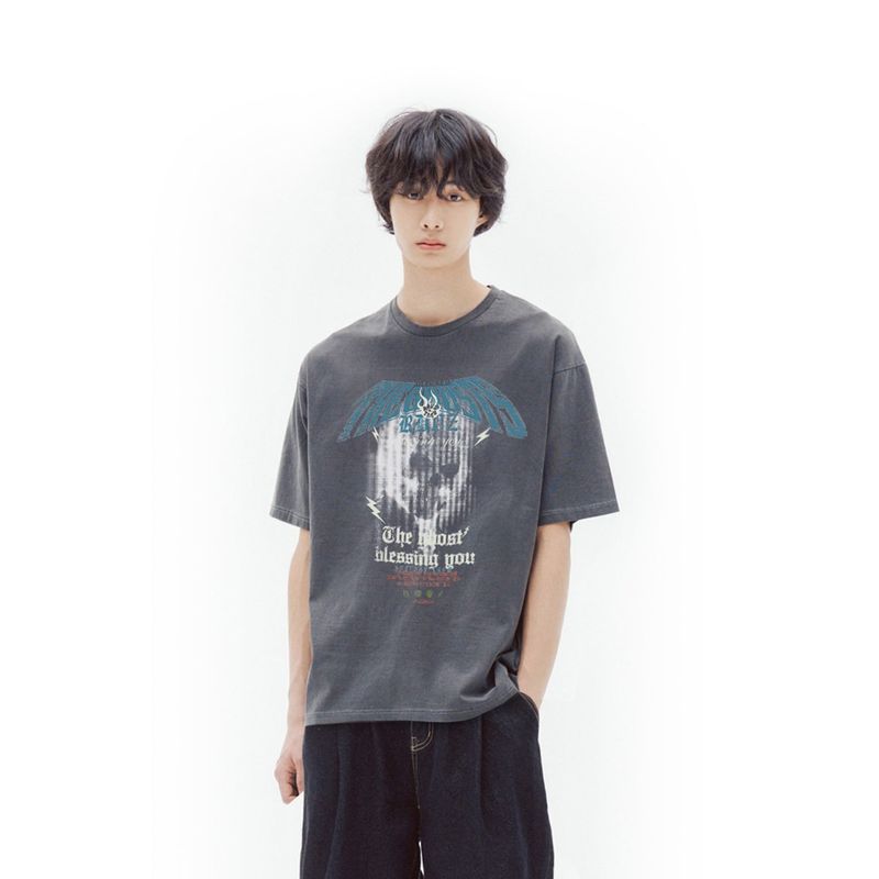RDVZ（ランデブー）の「スカルバンドピグメントTシャツ（トップス）」