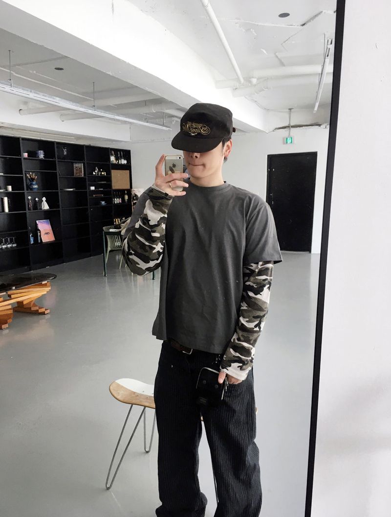 No.1596 camo layered T (3color)