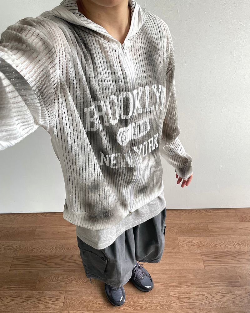 ブルースプレーメッシュフードジップアップ