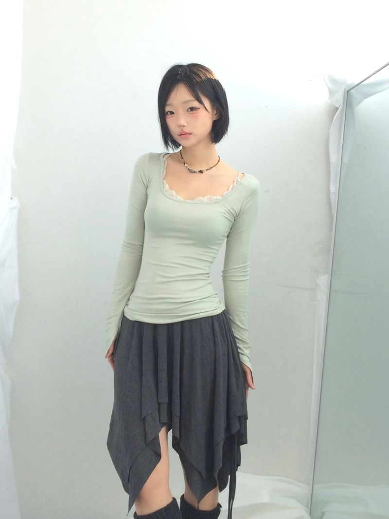 ribbonline wave skirt