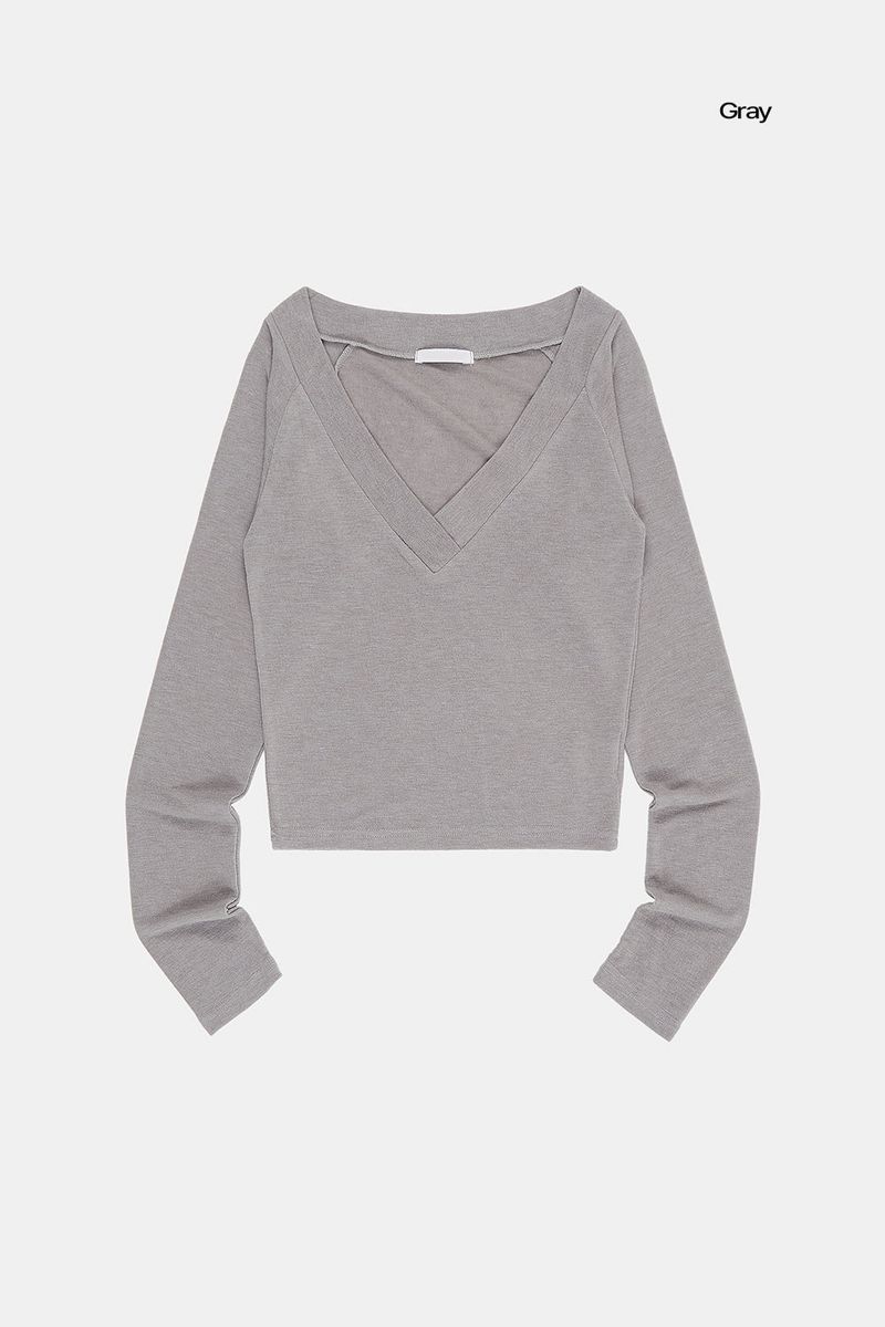 Olga deep V-neck crop long sleeve