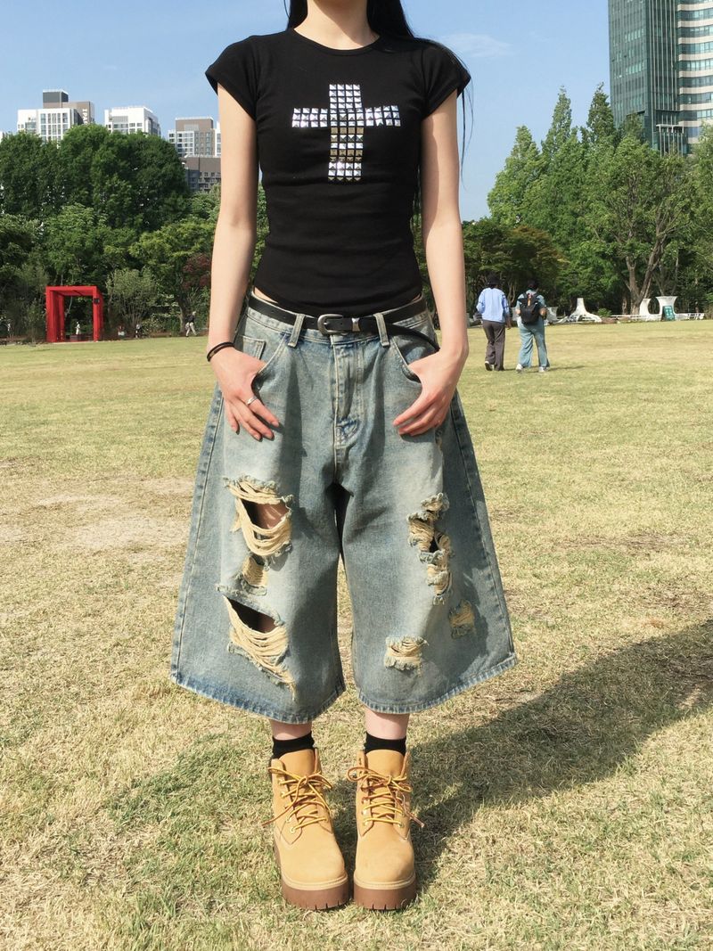 RITCORE（リットコア）の「Melan Distressed Bermuda Denim Pants (2c)（Pants）」
