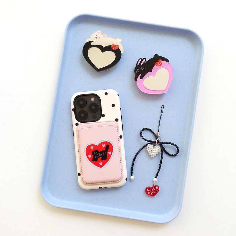 [MADE]Pink-Red Love-Scary Cat Magsafe Cardcase(3 Piece Storage)