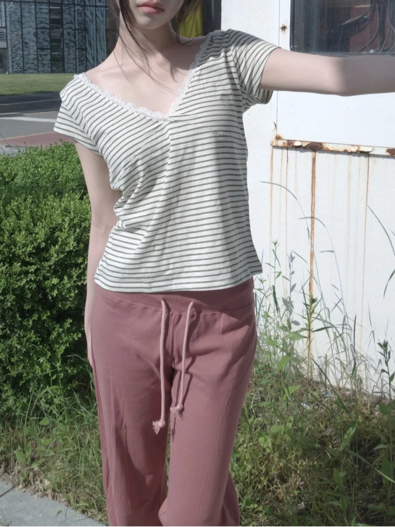 lace stripe tee