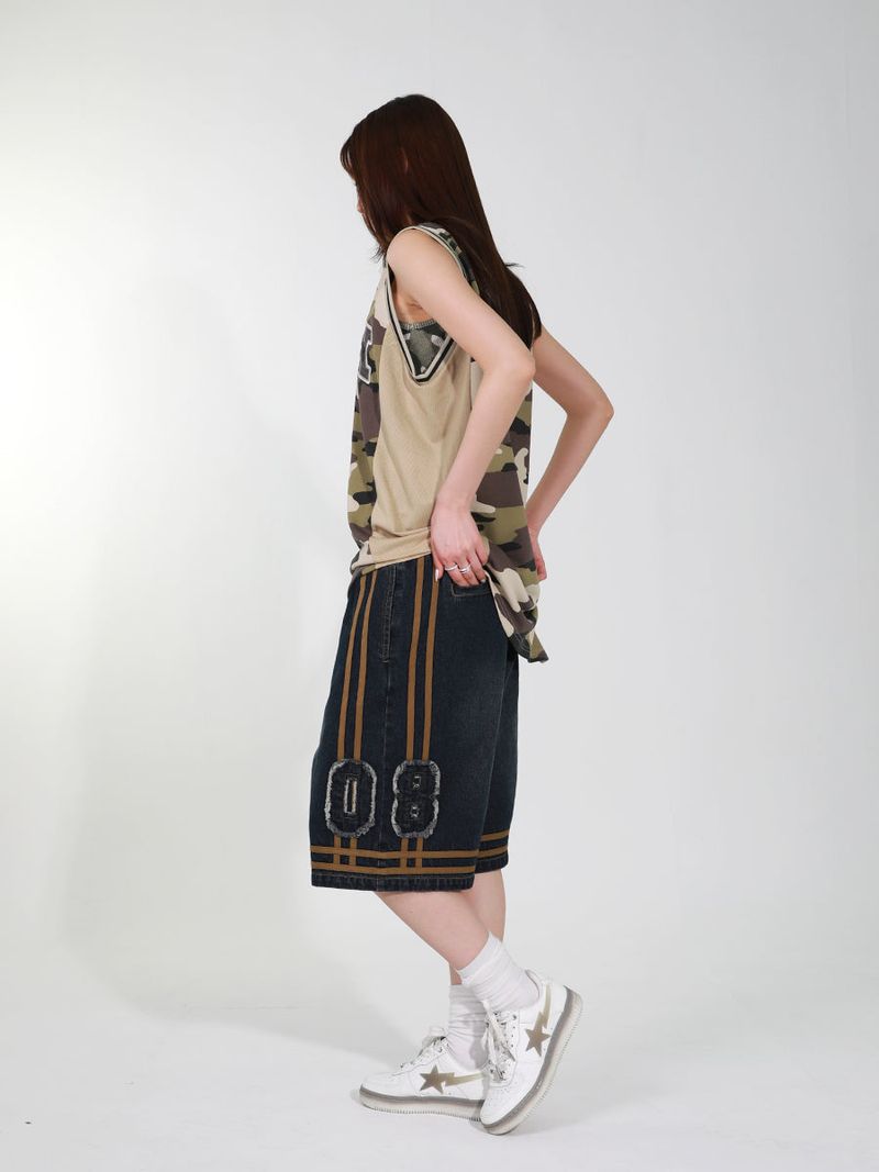 BASKETBALL DENIM HALF PANTS (INDIGO)