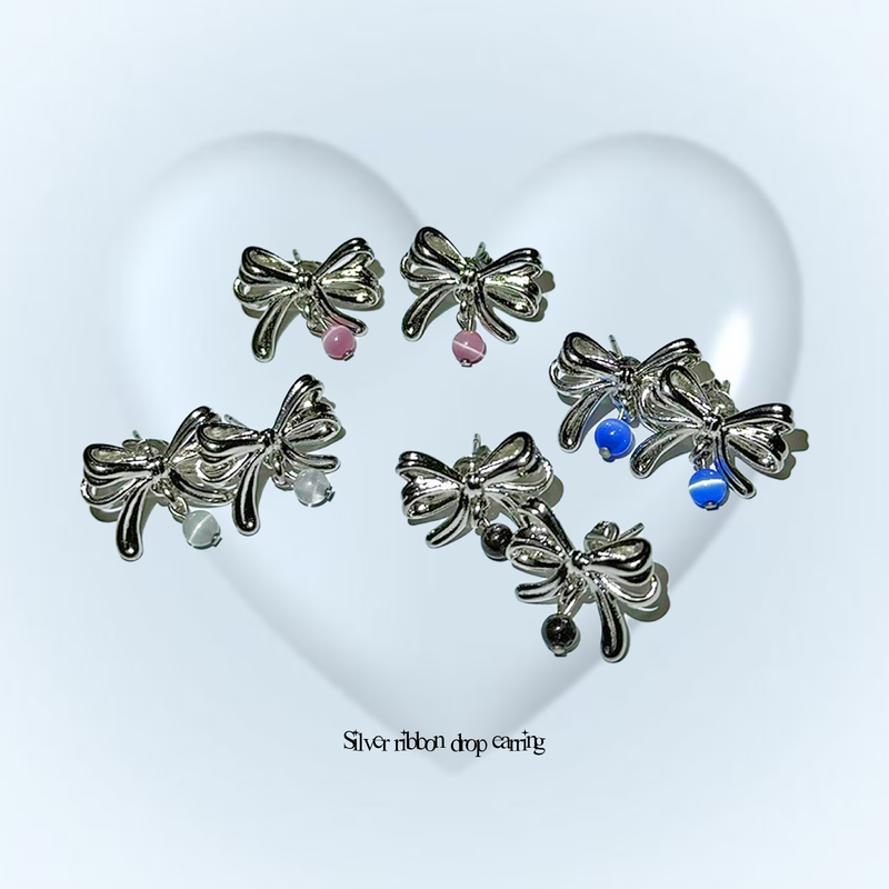 3amgang（スリーエイエムギャング）の「シルバーリボンドロップイヤリング(4color)（アクセサリー）」