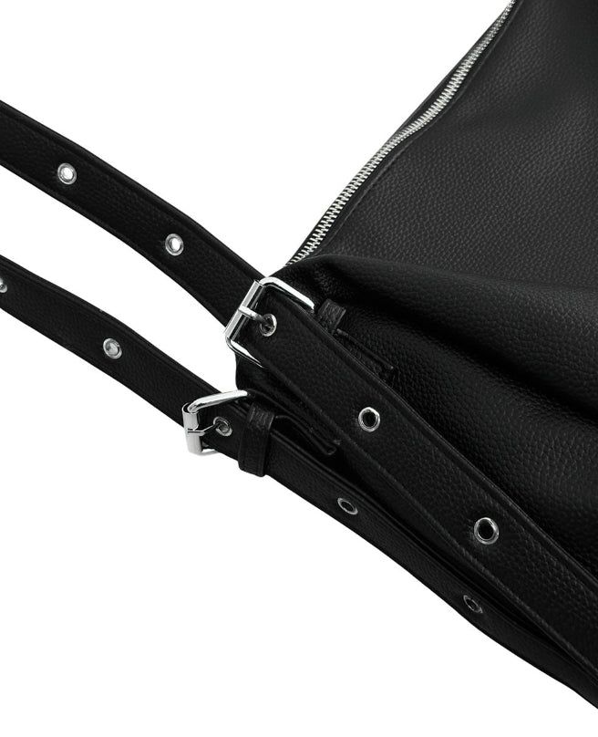 Belt Strap Embossed Leather Shoulder Bag