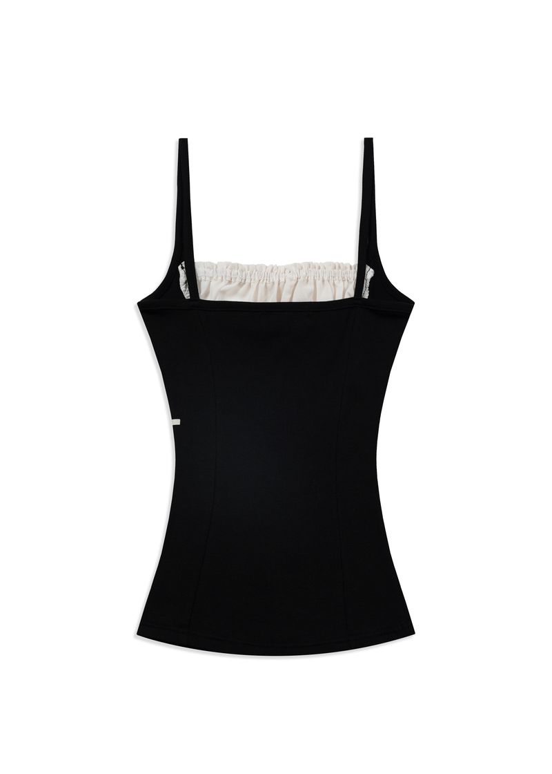 STRING SHIRRING SLEEVELESS(BLACK)