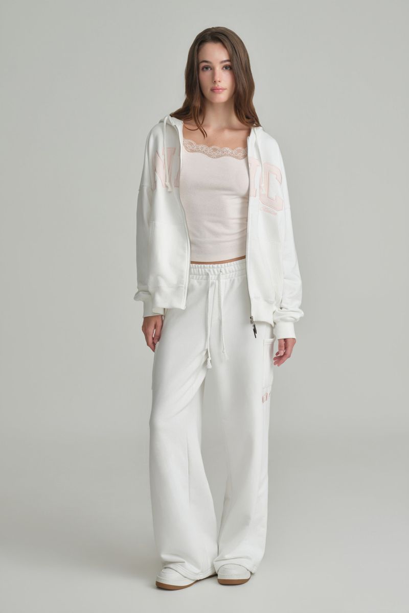 NYC hooded zip-up, Ivory