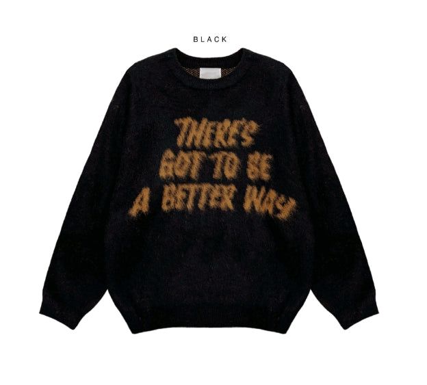 Berry Hairy Lettering Knit