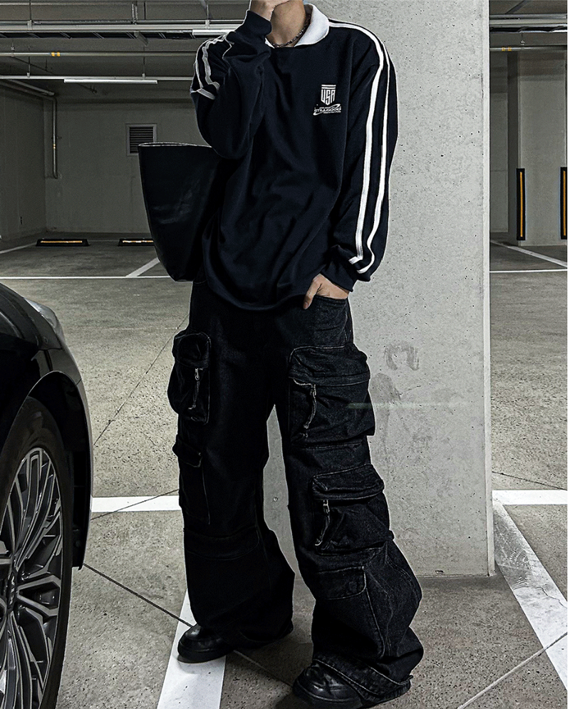 multi pocket cargo denim pants