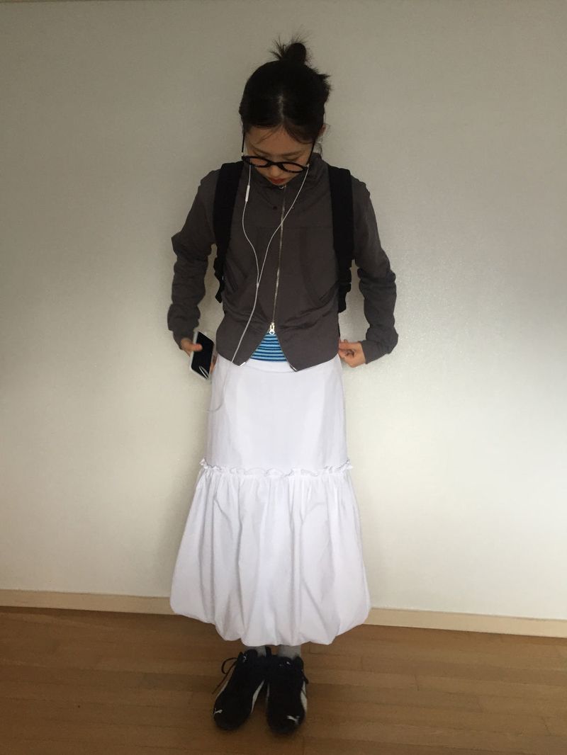 pumpkin nylon long skirt