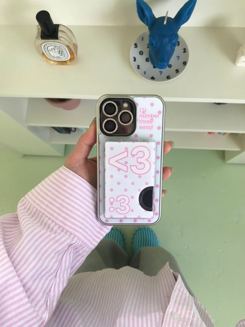 [MADE] Number 3 emoji case + card slot (Sky cotton)