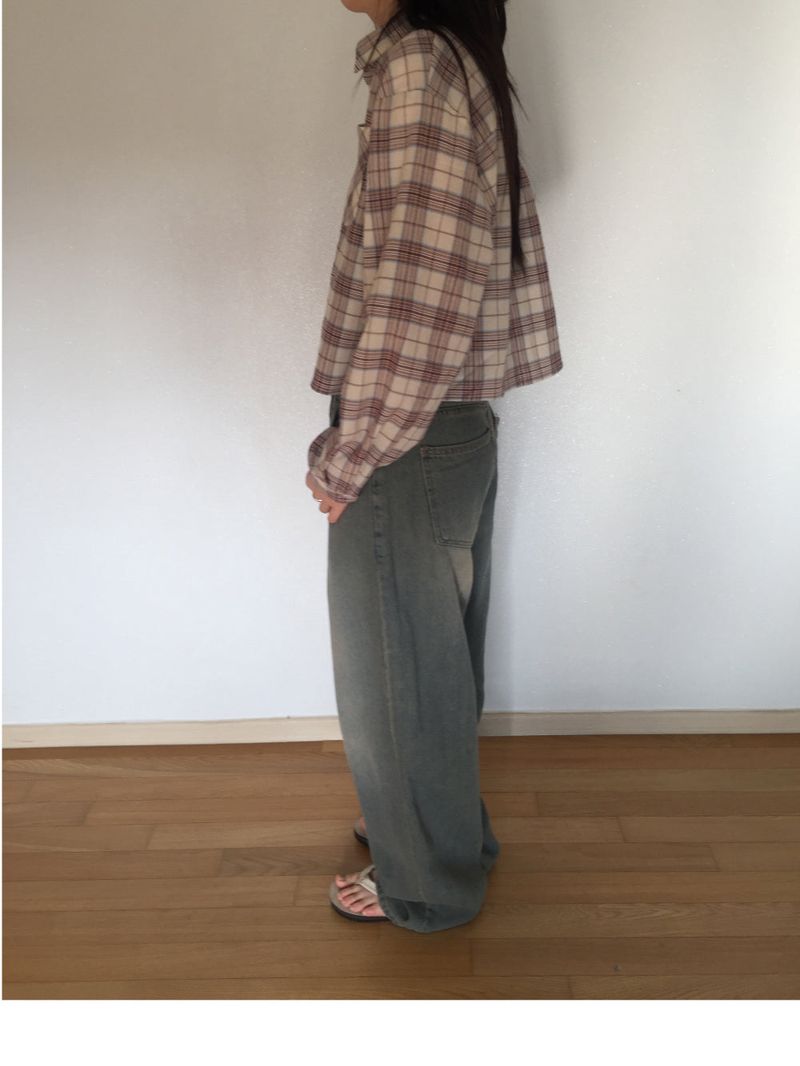 Check crop shirt (2 colors)