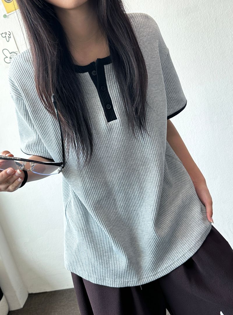 CCORTTI(コルッティ)の「Croix Waffle Henley Oversized Tee 5color(Tops)」
