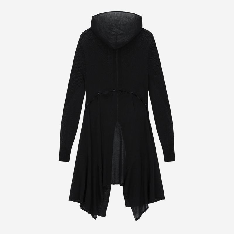 Detach Panel Knit Hoodie / Black