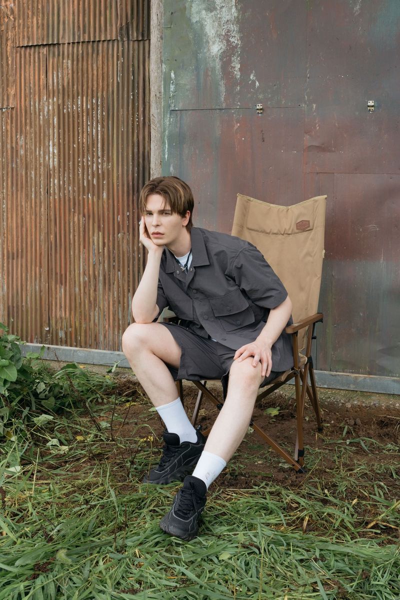 NYLON SHORT-SLEEVED SET - PANTS (CHARCOAL)