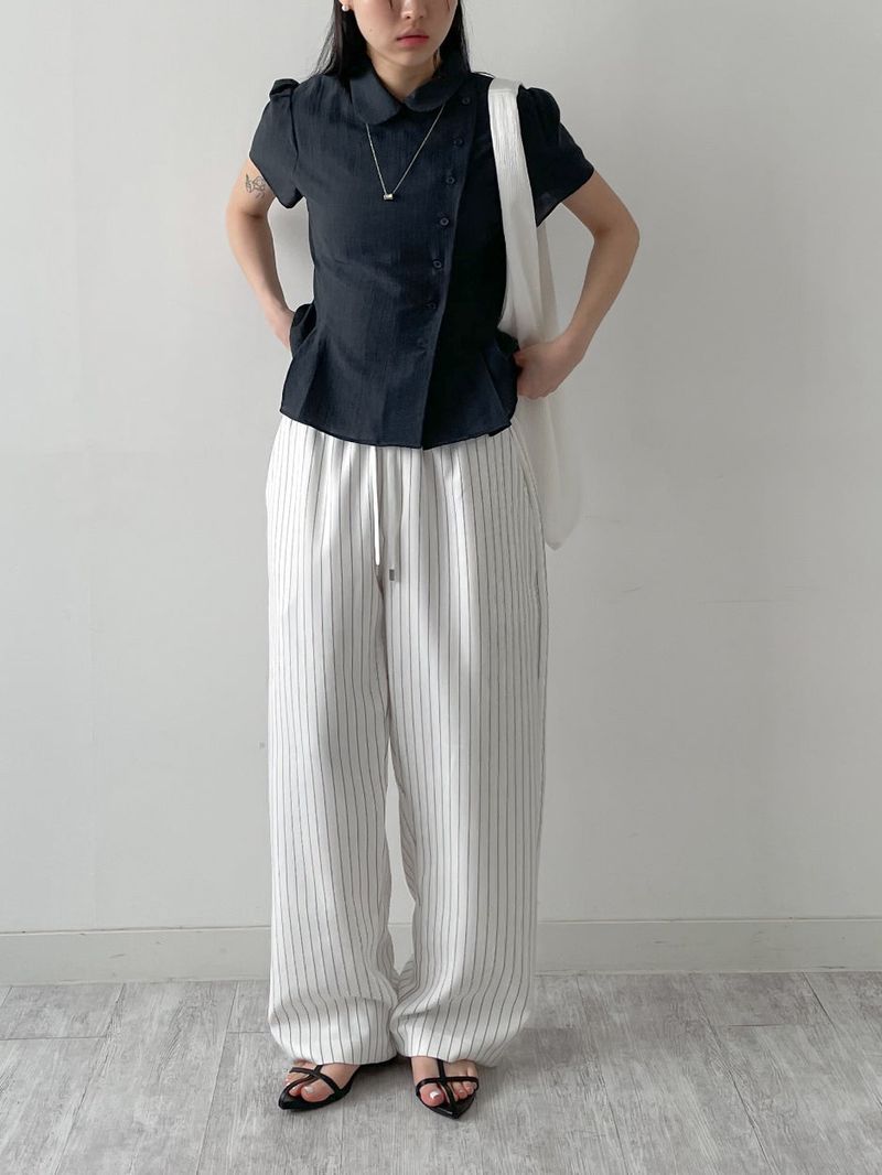 Stool Stripe Banding Wide Pants