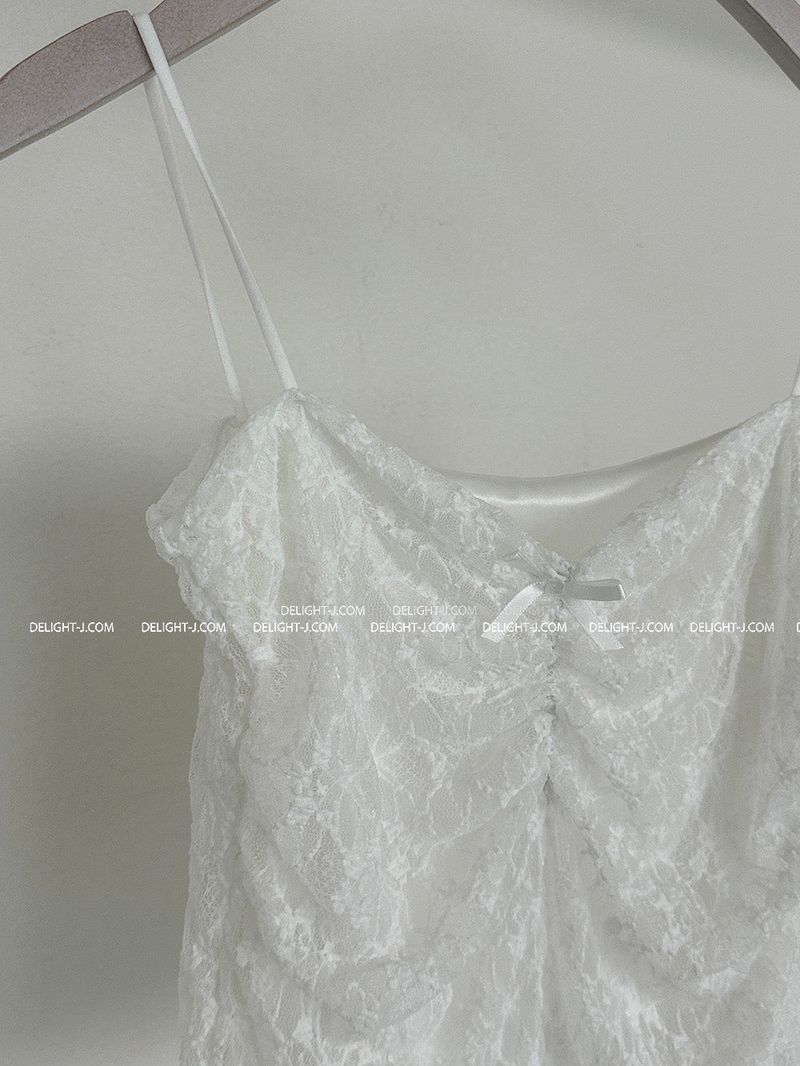 woody ribbon, lace, bustier, singlet with strap