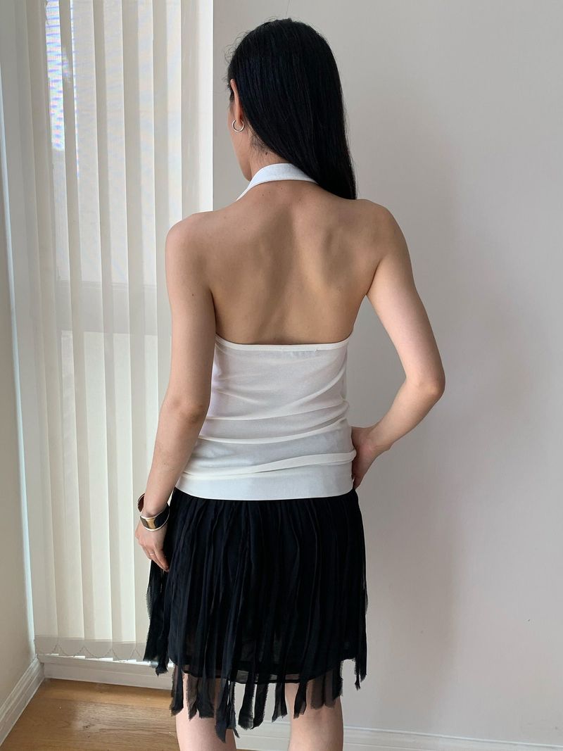 Buckle Halter Strap Sleeveless T-shirt