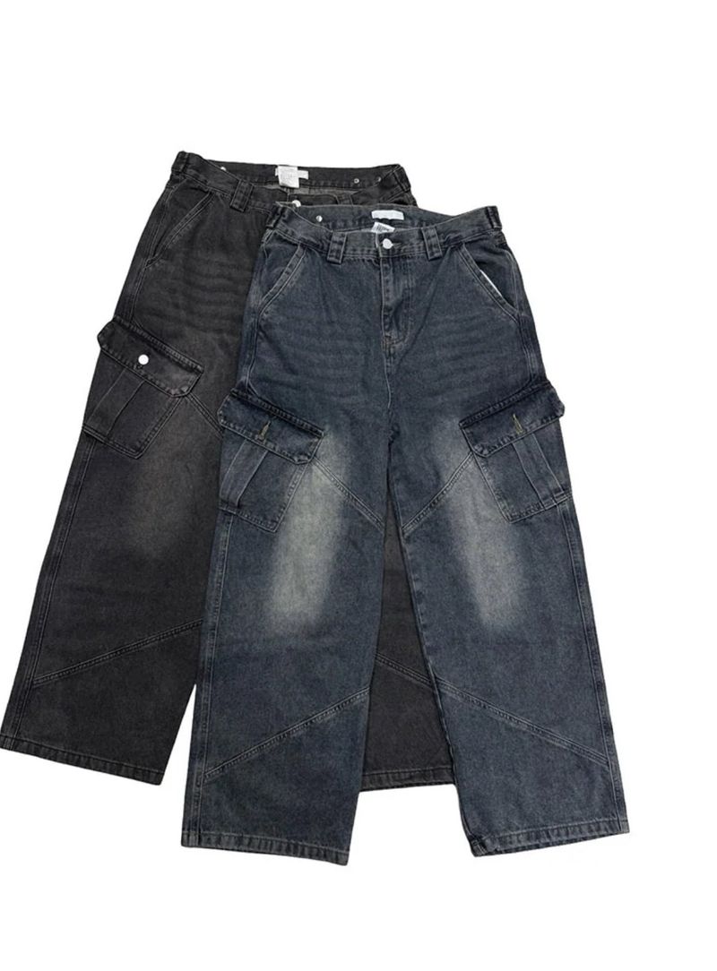 [Unisex] Dyeing denim cargo pants(2color)