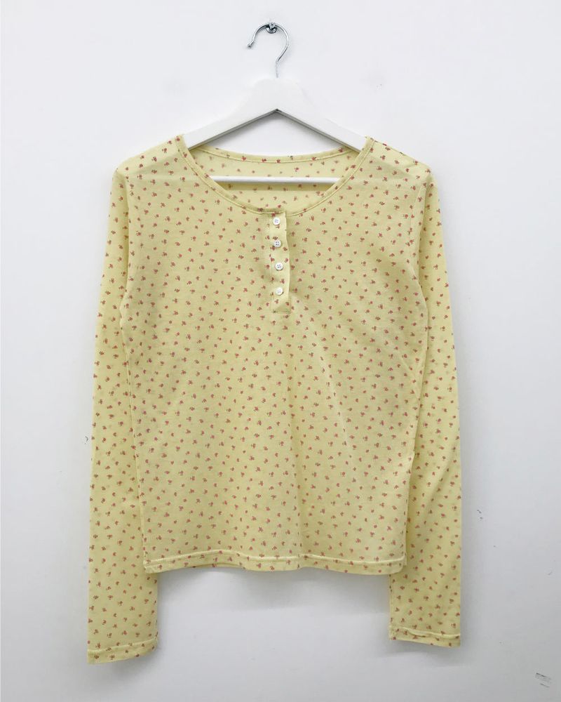 Floral Henley Neck Long Sleeve (4color)