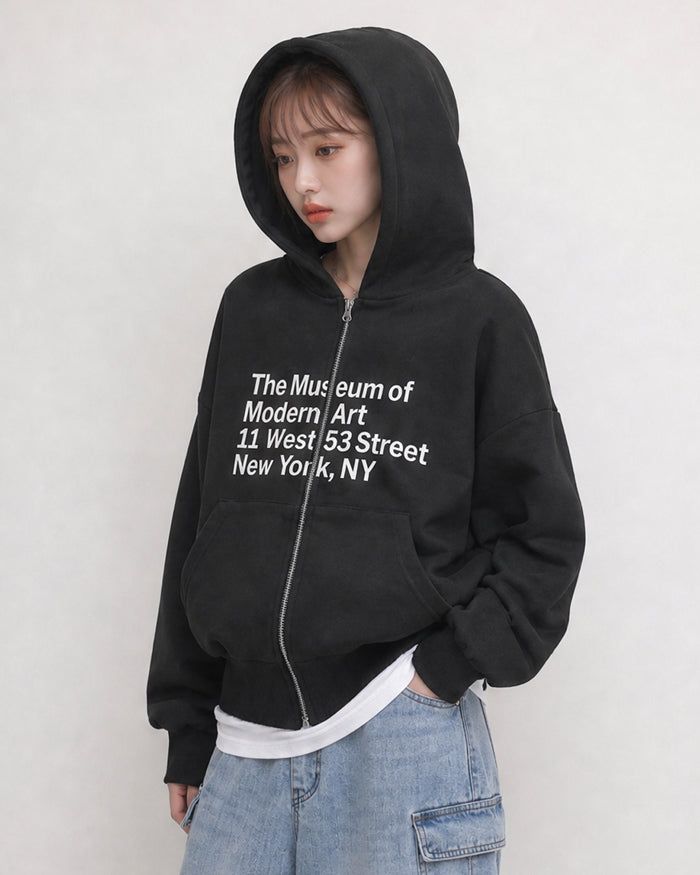 (UNISEX) Museum Bonded Hood Zip-Up