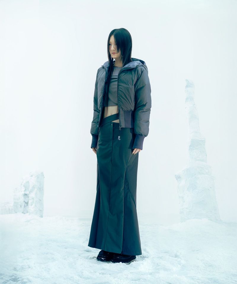 Reversible Check Padded Jacket / Charcoal