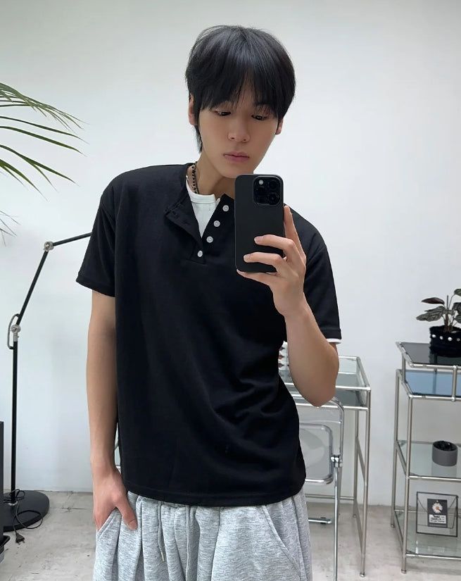 Para Soft Henley Neck Short Sleeve Tee