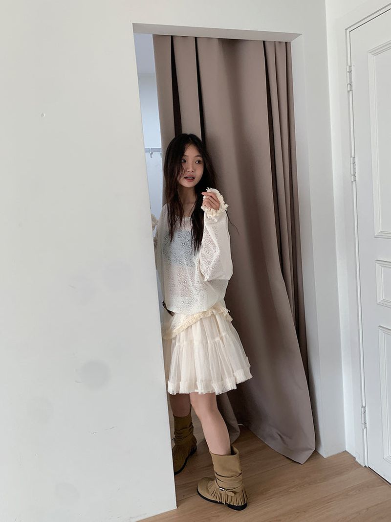 POM CHIFFON SKIRT (2C)