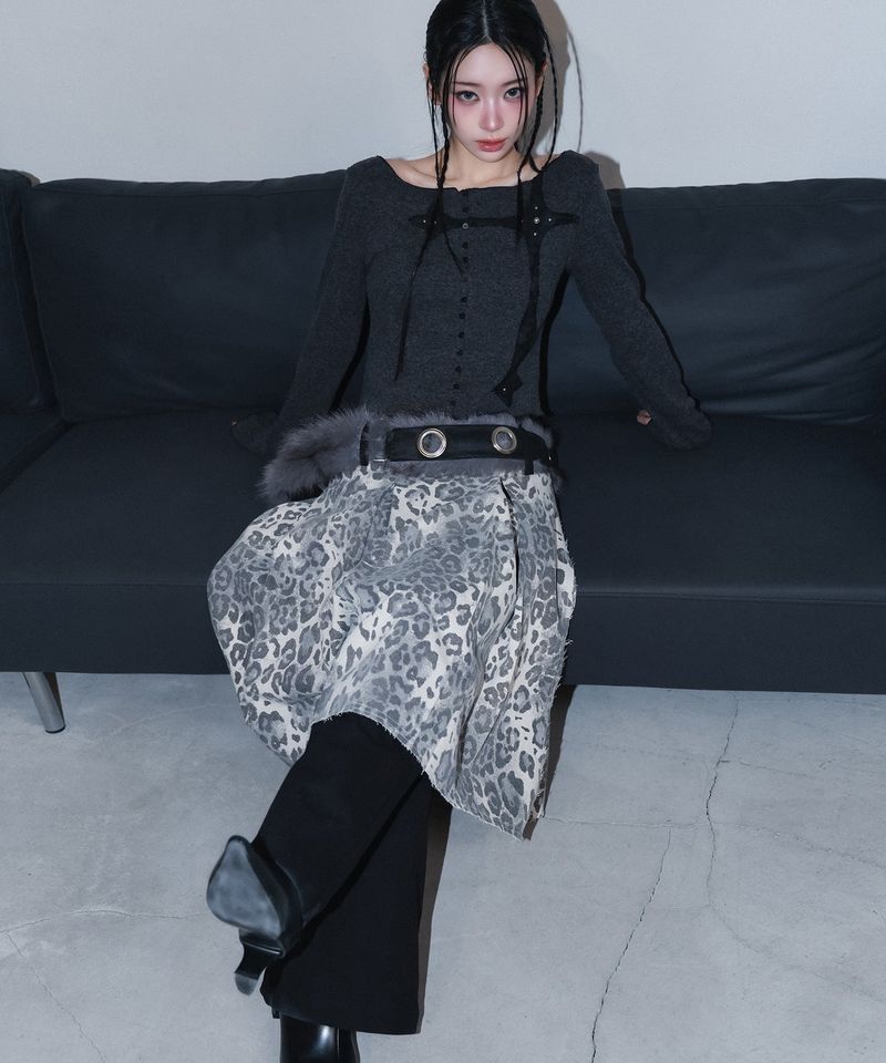 leopard long pleats wrap sk - leopard