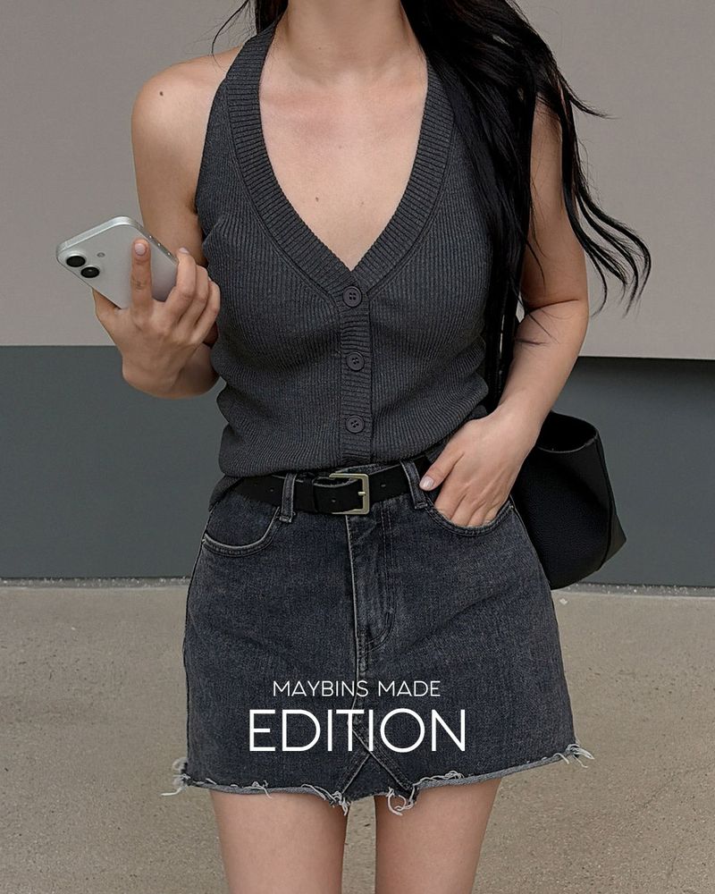 [MADE] Kin halter‑neck button sleeveless