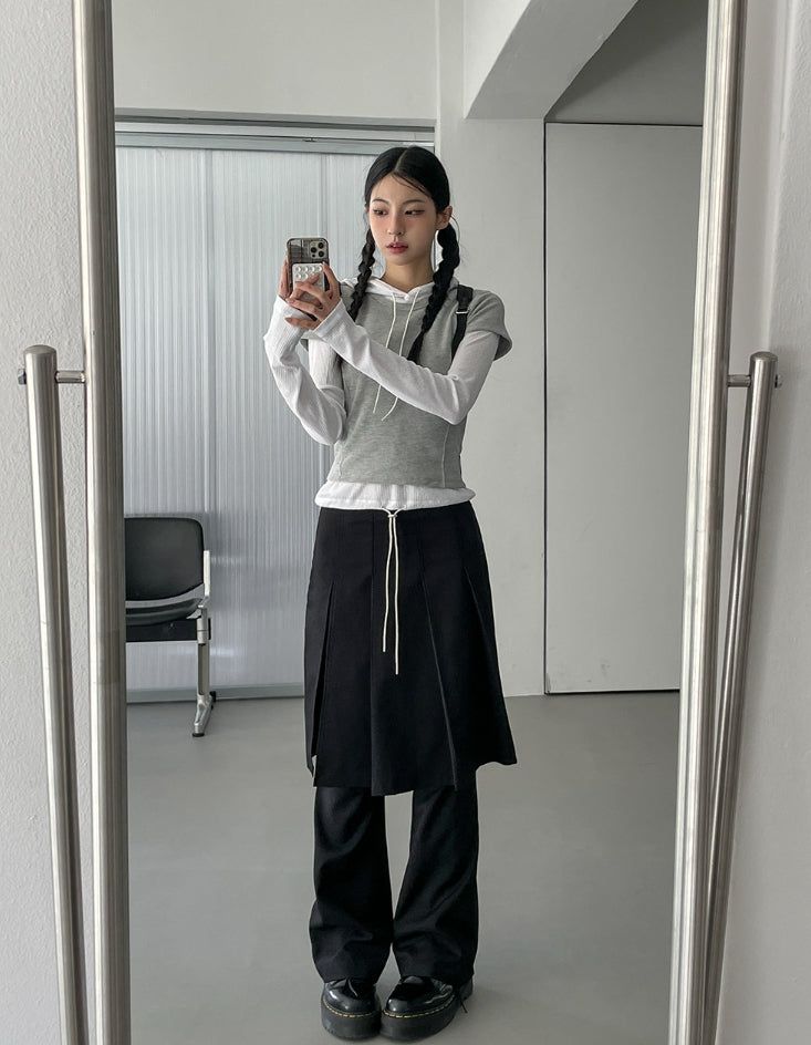 Epic Layered Pleated Skirt Pants