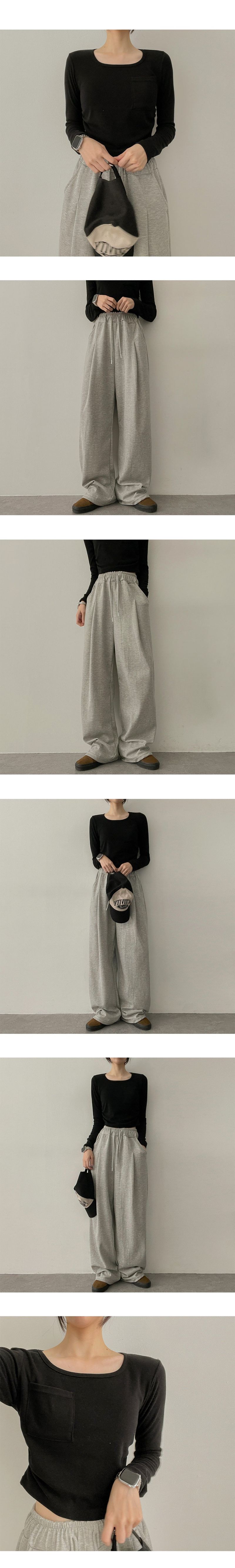 Pintuck Wrinkle Line Banded Wide Pants