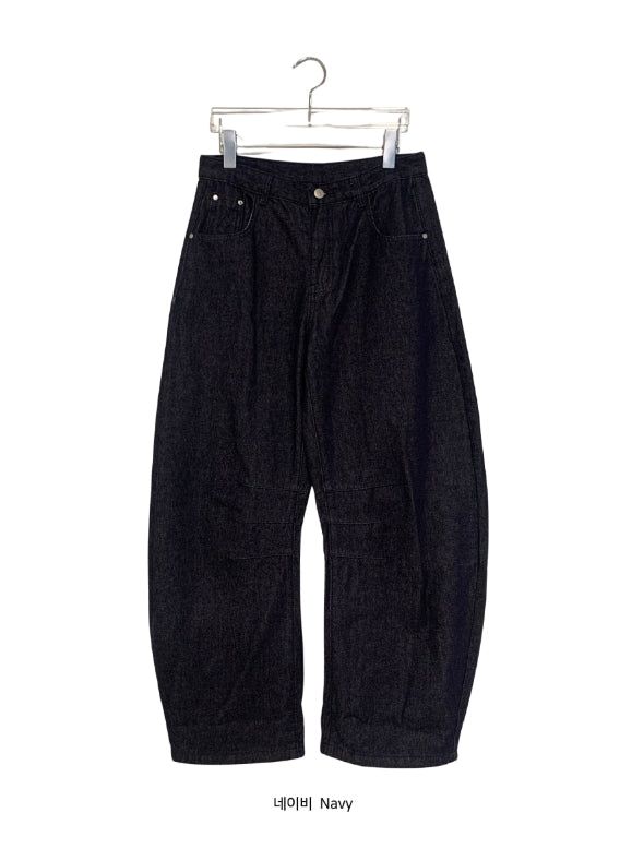 Creamb Cut Pintuck Denim Wide Pants