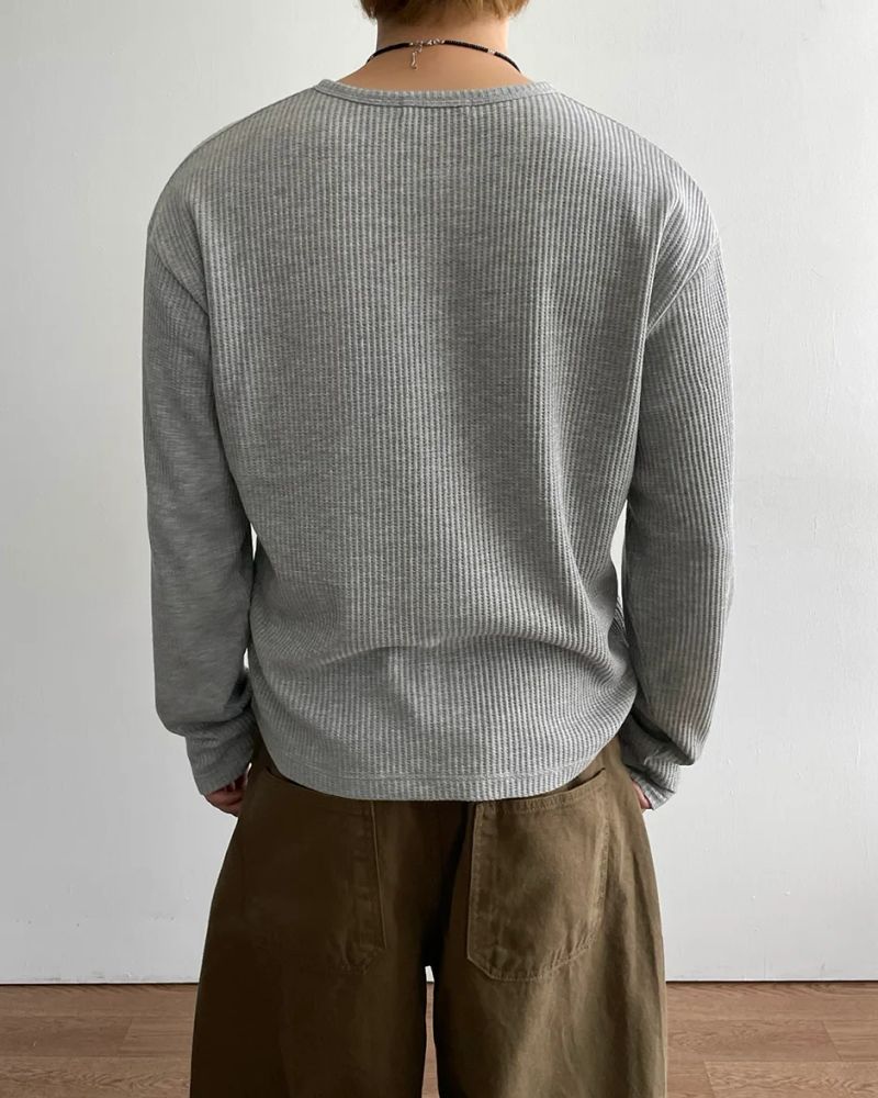 スポヘンリーネックワッフルロングスリーブ T