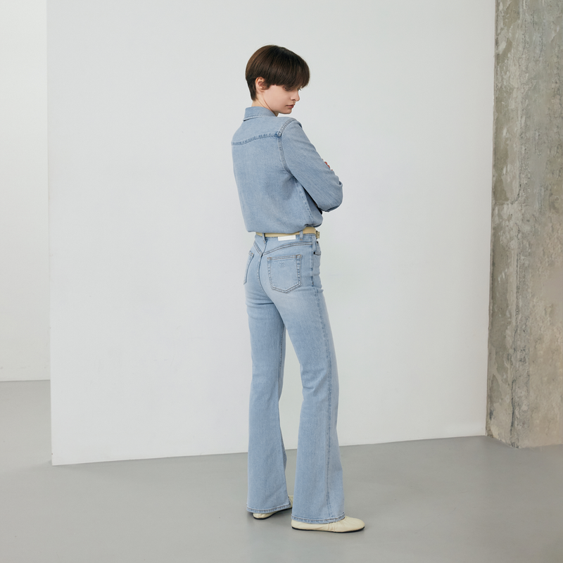 Light blue wide boots cut - D001