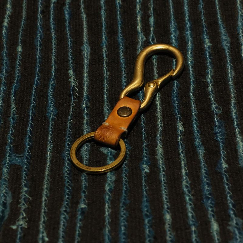 Tag leather key ring / Vegetable natural