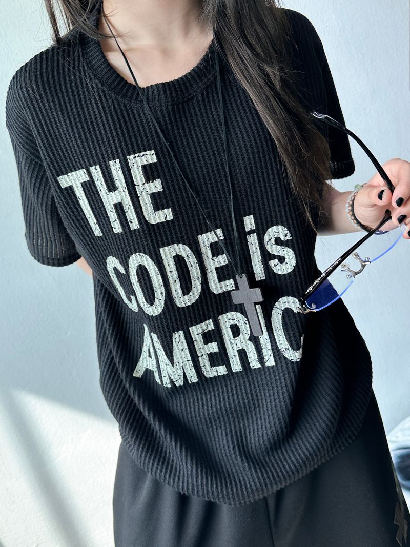 CCORTTI(コルッティ)の「Cody Unai Big Letter Semi-Cropped Ribbed Knit T-Shirt 3color(Tops)」