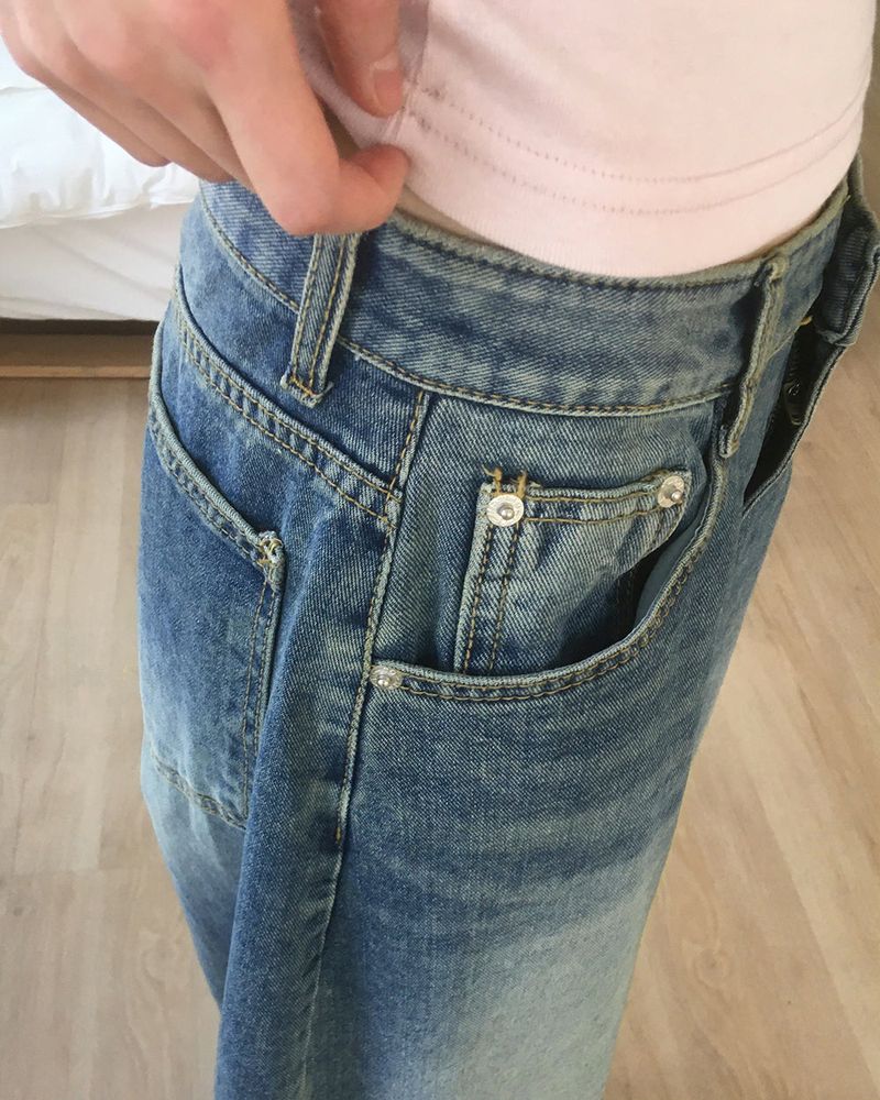 Kaol washed wide balloon denim pants