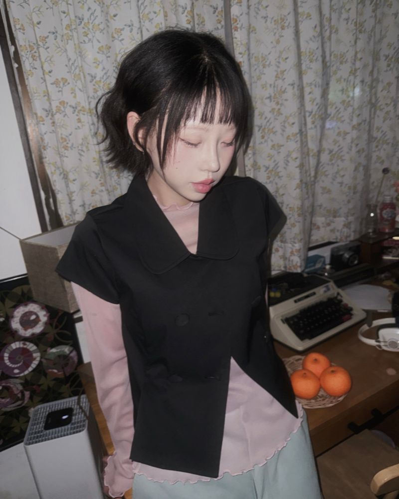 (5color) シアーウェーブハーフネックメッシュTシャツ